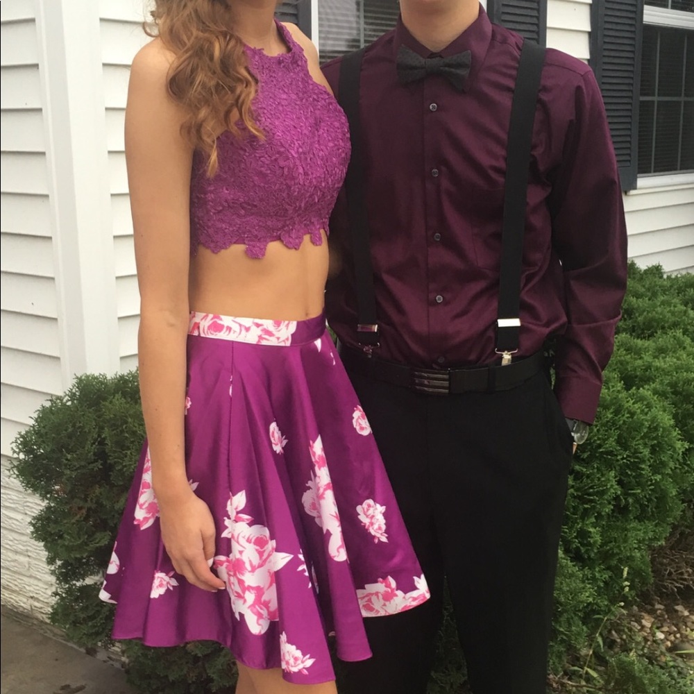 Purple two piece homecoming dress